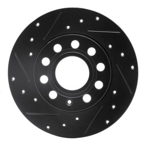 Audi A3 Brake Rotor (1) - Rear Left - R1 Concepts - Drilled & Slotted - Black - `05-`13